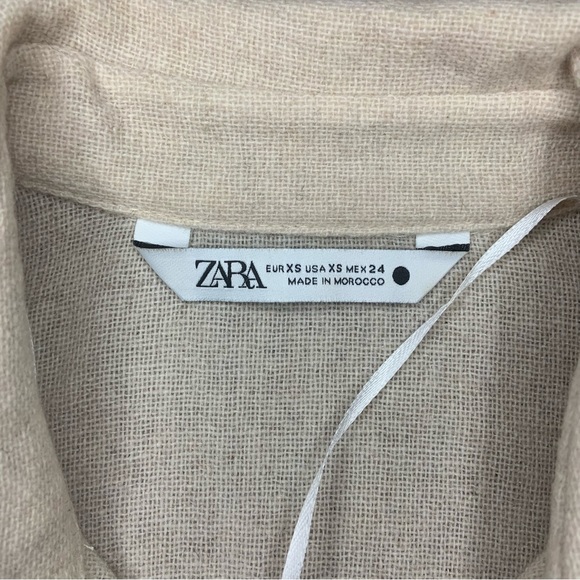 ZARA Tan/ Cream Double Breasted Shirt - Picture 9 of 9